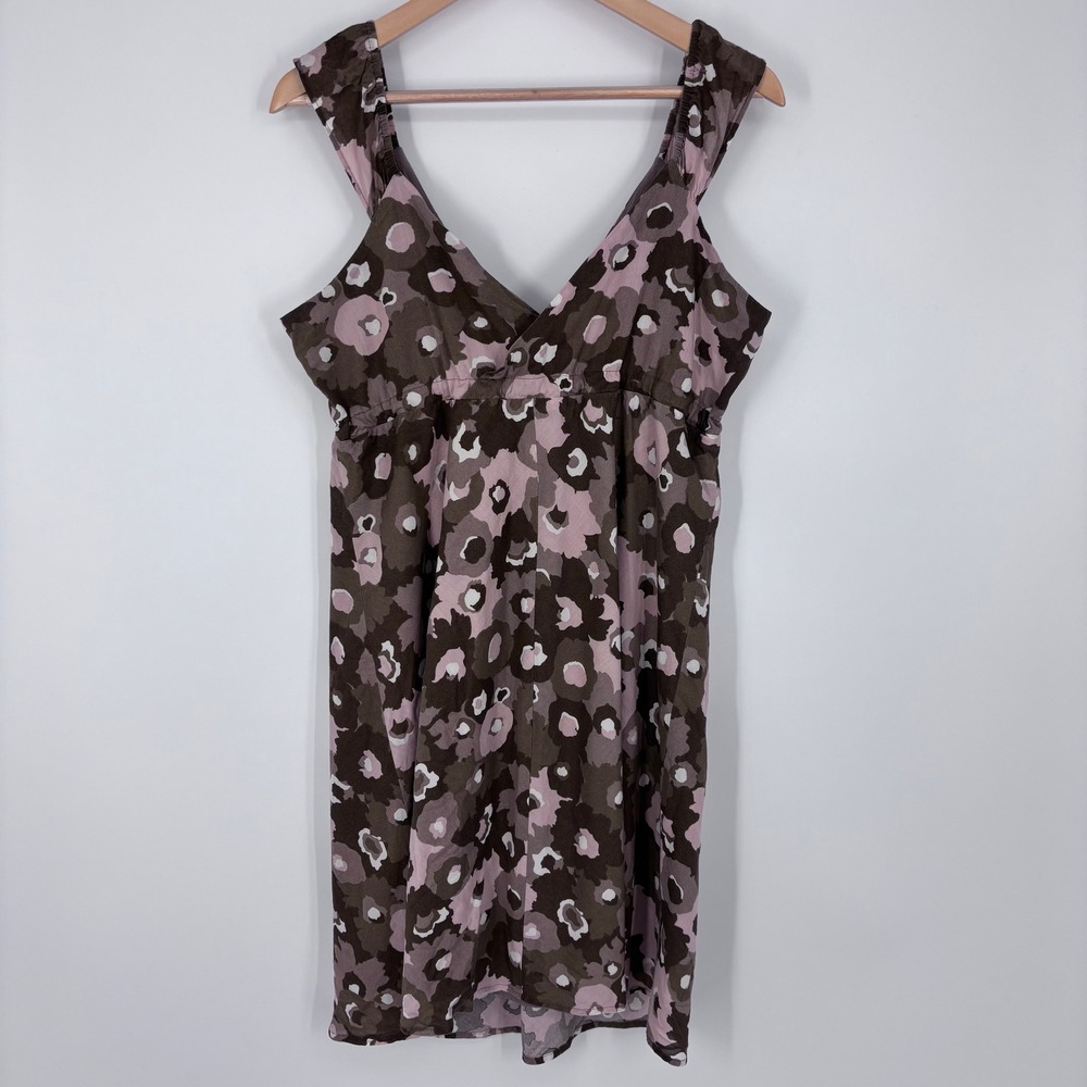 Patagonia Badoo Floral Camo Cotton Dress Women L Brown Pink Water Girl Travel - Picture 6 of 7